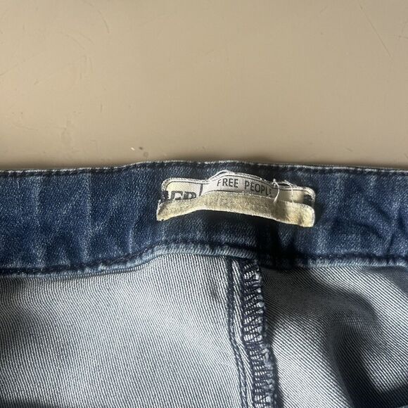 Free People Jeans Women W28 Flare Hippie Side Zipper Stretch Blue Denim - Picture 4 of 5